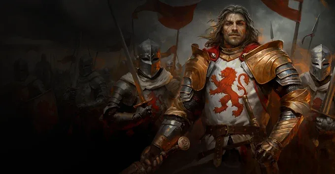 Der Kommandant von Crusado an der Spitze seiner Garde