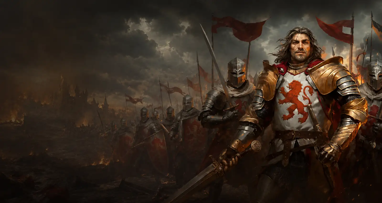 Crusado Ritter und sein Heer im Feldzug