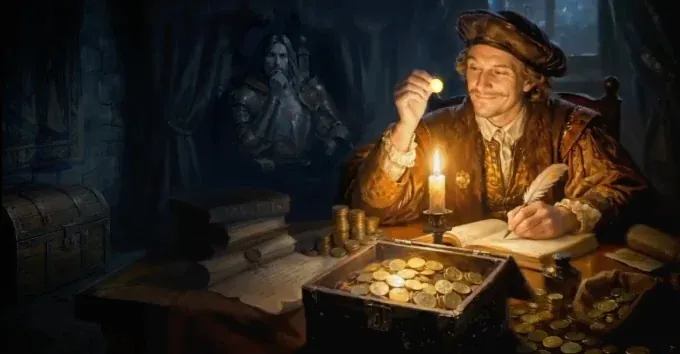 Crusado Ritter vor einem Jackpot Spielautomaten